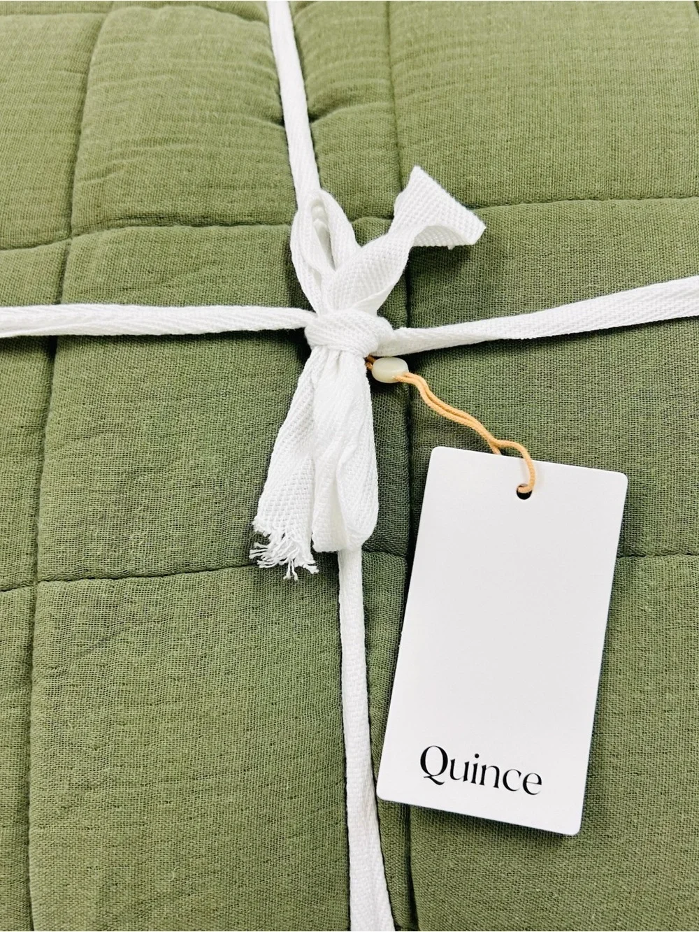 NWT QUINCE Organic Cotton Gauze Box Quilt Full/Queen Olive 6593